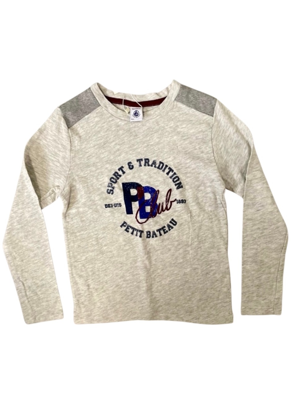 Petit Bateau Boys Long Sleeve "Sport & Tradition" Graphic Tee - Size 8 / 126cm